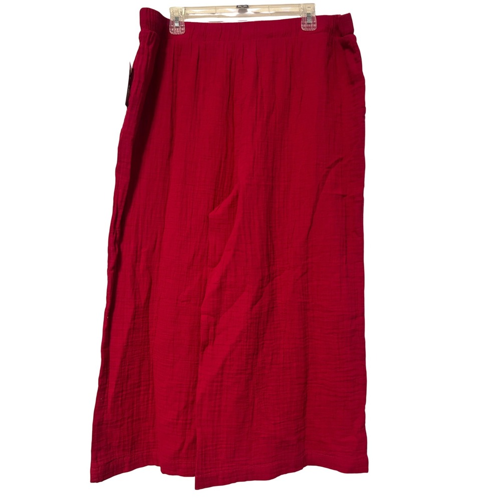 Westbound Women XL Persian Red Cotton Gauze Wide Leg Drawstring Pants New $59 - Picture 2 of 6